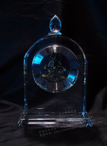 水晶钟表摆件 水晶时钟批发 水晶工艺品 k9水晶 浦江工厂